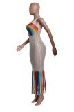 Plus Size Fashion Sexy Print See Through Beach Dress YS-8355