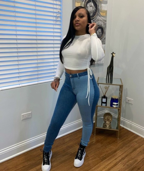 Plus Size Denim Patchwork Skinny Jeans LX-6053
