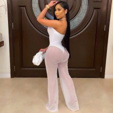 Fashion Sexy Solid Color Tube Top Mesh Jumpsuit YS-8804
