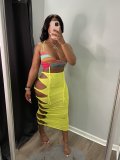 Sexy Solid Hole Hollow Out Long Skirt LX-6900