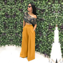 Plus Size Solid High Waist Wide Leg Pants SH-2018