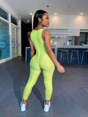 Solid Sleeveless Slim One Piece Jumpsuit TK-6183