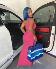 Solid Tank Top Long Skirt Two Piece Sets WSM-5253