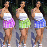 Fashion Casual Plaid Print Skirts Set WMEF-2063