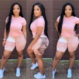 Casual Drawstring T Shirt And Shorts 2 Piece Sets HMS-5477