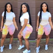 Casual Drawstring T Shirt And Shorts 2 Piece Sets HMS-5477