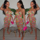 Sexy Floral Print Spaghetti Strap Midi Dress YNSF-16808