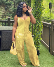 Pre Order: About 7 work days shipping Printed Tie-dye Spaghetti Strap Jumpsuits YUEM-601