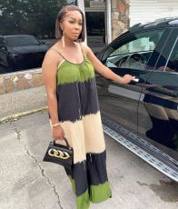 Casual Printed Sleeveless Strap Loose Maxi Dress MK-3060