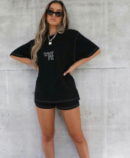 Casual Printed Loose Top And Shorts 2 Piece Suits YMEF-5027