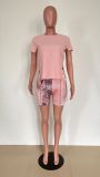 Casual Drawstring T Shirt And Shorts 2 Piece Sets HMS-5477