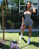 Sexy Solid Sleeveless Spaghetti Strap Romper HMS-5476