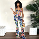 Sexy Printed Hollow Out Flared Jumpsuit YNSF-16802