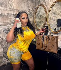 Pre Order: About 7 work days shipping Tie-dye Printed Casual Short Sleeve Shorts Two Piece Sets  YUEM-602