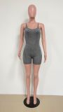 Sexy Solid Sleeveless Spaghetti Strap Romper HMS-5476