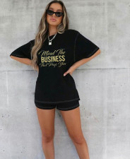 Casual Printed Loose Top And Shorts 2 Piece Suits YMEF-5027