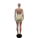 Pre Order: About 7 work days shipping Fashion Backless Tie-dye Print Rompers YUEM-1617
