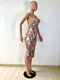 Sexy Floral Print Spaghetti Strap Midi Dress YNSF-16808