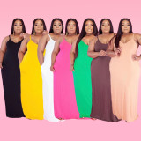 Plus Size Solid Sleeveless Spaghetti Strap Maxi Dress WAF-77208