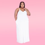 Plus Size Solid Sleeveless Spaghetti Strap Maxi Dress WAF-77208