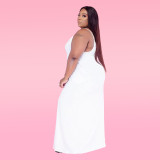 Plus Size Solid Sleeveless Spaghetti Strap Maxi Dress WAF-77208