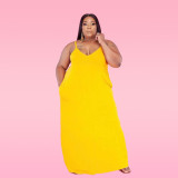 Plus Size Solid Sleeveless Spaghetti Strap Maxi Dress WAF-77208