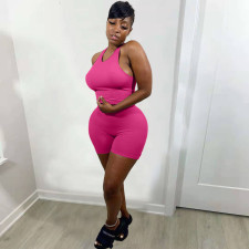 Solid Sports Tank Top And Shorts Two Piece Suits NYF-8075