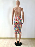 Sexy Floral Print Spaghetti Strap Midi Dress YNSF-16808