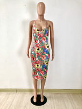 Sexy Floral Print Spaghetti Strap Midi Dress YNSF-16808