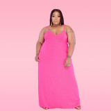 Plus Size Solid Sleeveless Spaghetti Strap Maxi Dress WAF-77208