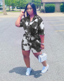 Plus Size Tie Dye Print Two Piece Shorts Set WAF-77209