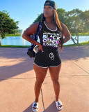Letter Print Casual Sports Sleeveless Romper MEM-88367