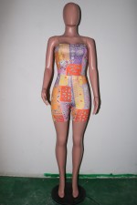 Sexy Print Wrapped Chest Shorts Two Piece Sets SH-390148