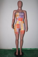 Sexy Print Wrapped Chest Shorts Two Piece Sets SH-390148
