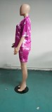 Plus Size Tie Dye Print Two Piece Shorts Set WAF-77209