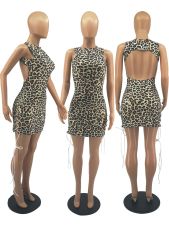 Sexy Leopard Backless Sleeveless Mini Dress FOSF-8088