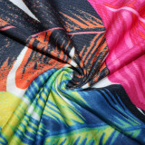 Plus Size Printed Halter High Split Maxi Dress SH-5075