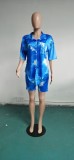 Plus Size Tie Dye Print Two Piece Shorts Set WAF-77209
