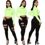 Denim Ripped Hole Skinny Jeans Pencil Pants HSF-2458