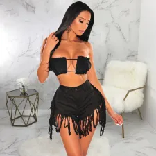 Sexy Denim Tassel Jeans Shorts HSF-2492