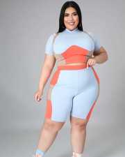 Plus Size Casual Sports T Shirt And Shorts 2 Piece Suits XYF-9108