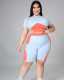 Plus Size Casual Sports T Shirt And Shorts 2 Piece Suits XYF-9108