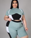 Plus Size Casual Sports T Shirt And Shorts 2 Piece Suits XYF-9108