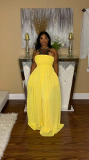Plus Size Solid Off Shoulder Strapless Wide Leg Jumpsuit FNN-8615