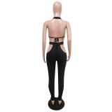 Sexy Halter Hollow Out Split Pants 2 Piece Sets MEM-88368