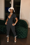 Casual Solid Short Sleeve One Piece Jumpsuit MIL-L247