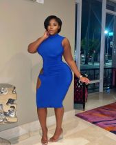 Sexy Solid Sleeveless Hollow Out Midi Dress SXF-62112