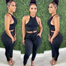 Casual Solid Sleeveless Two Piece Pants Set FNN-8617