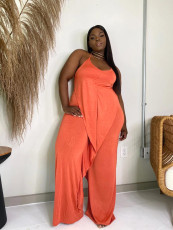 Solid Ruffled Halter One Piece Jumpsuit OLYF-6067