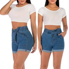 Plus Size Fashion All-match Slim Denim Shorts HSF-2423